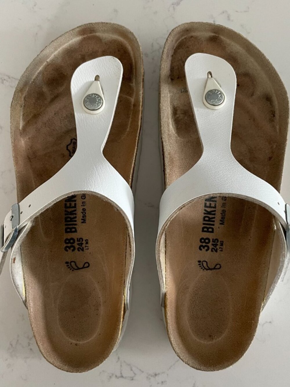 Birkenstock Gizeh 245 Soft Footbed RFit Vegan Leather Thong Style Sandals Wht 38 - Picture 9 of 9